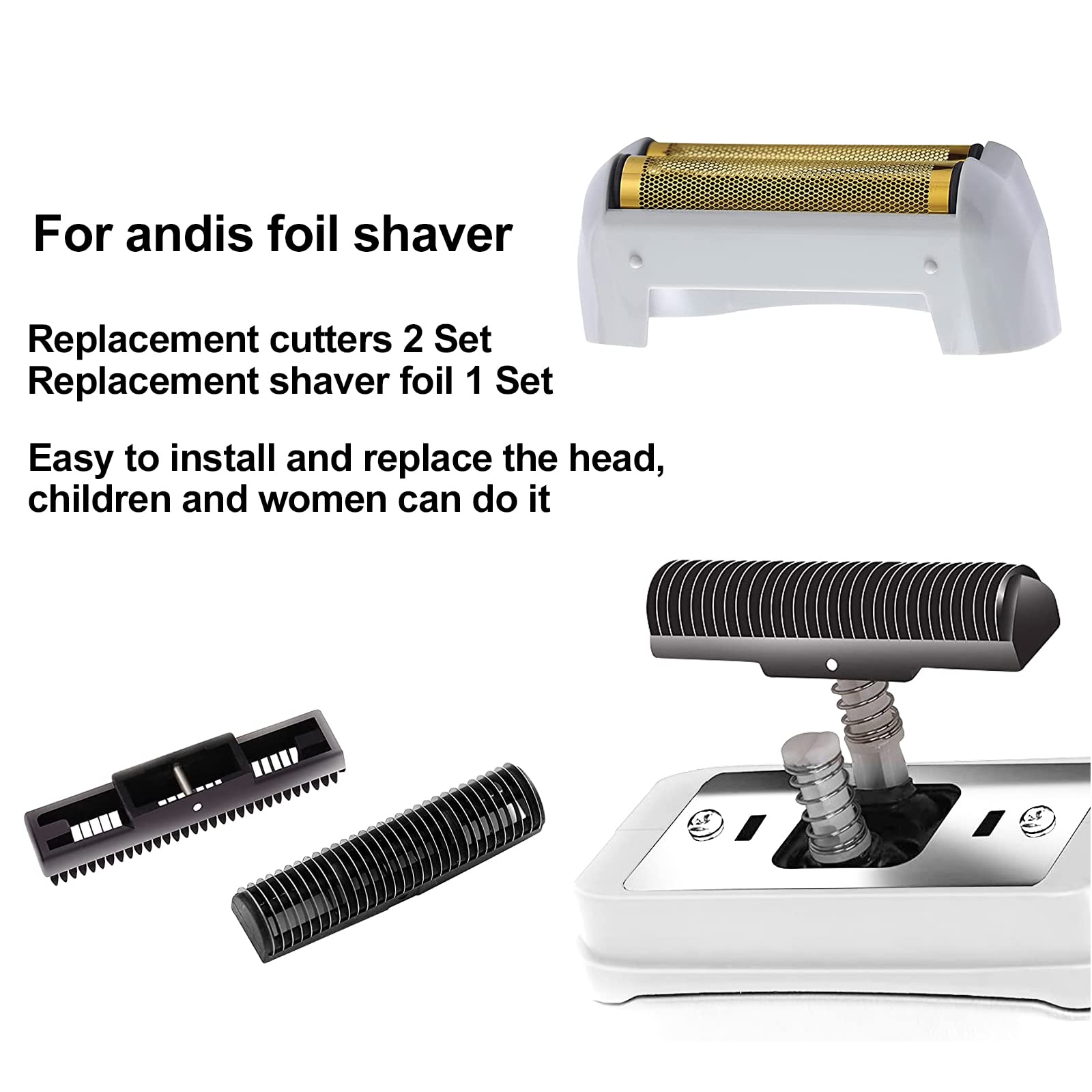 2 Pack Pro Shaver Replacement Foil And Cutters Compatible With''Andis #17150 Shaver Foil Replacement'' Golden